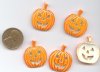 5 24mm Orange Metal Epoxy Pumpkin Pendants